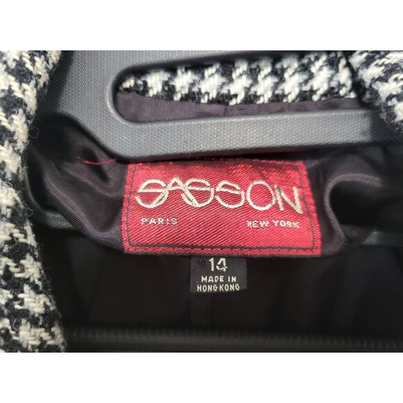 Vintage Sasson Houndstooth Power Blazer Double Breasted Structured Jacket - Picture 11 of 15